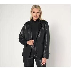 Joan Rivers Red Carpet Petite Metallic Shimmer Blazer Black Petite XS A667047